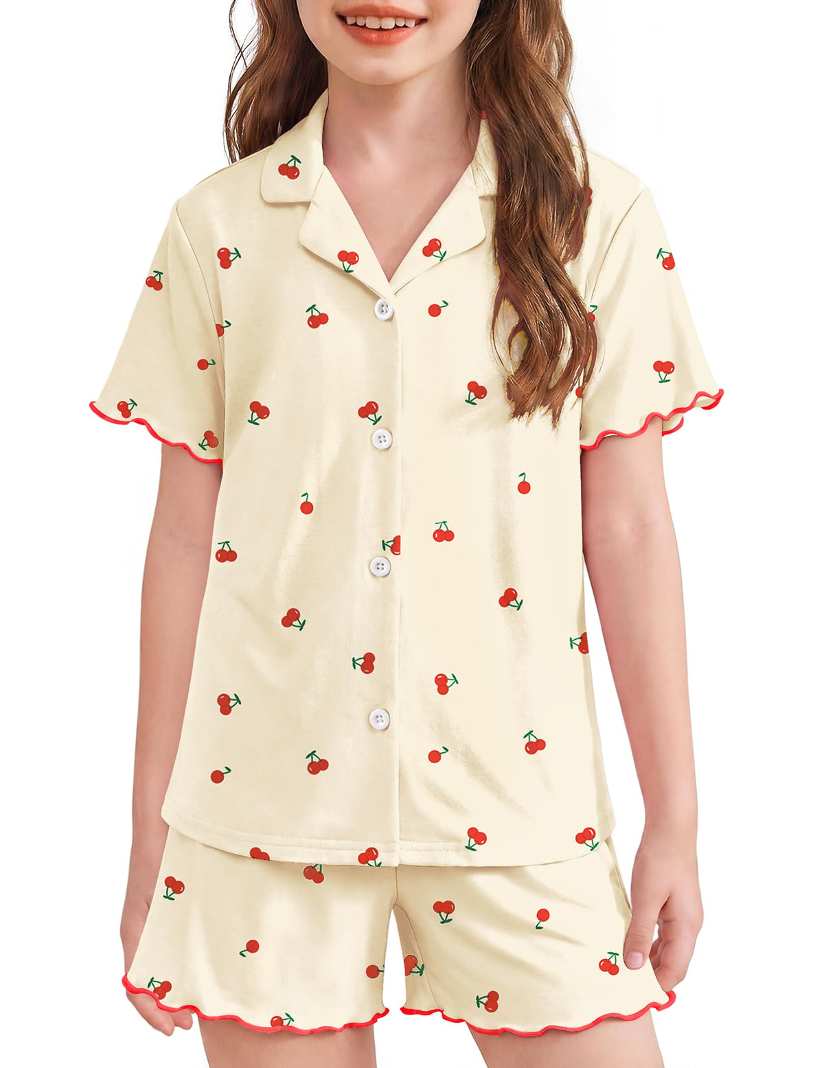 Arshiner Girls Pajamas Button Down Short Set Cute Pjs Soft Sleepwear