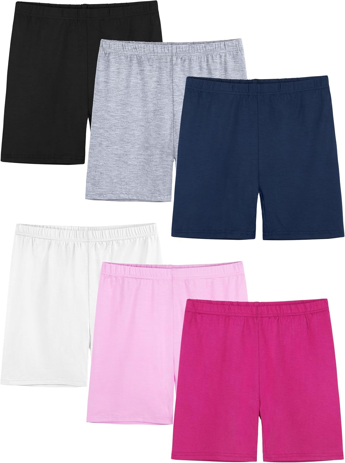 6 Pack Girls Bike Shorts Toddler Under Dress Cartwheel Shorts Dance Clothes