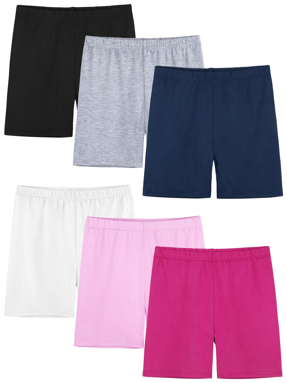 6 Pack Girls Bike Shorts Toddler Under Dress Cartwheel Shorts Dance Clothes