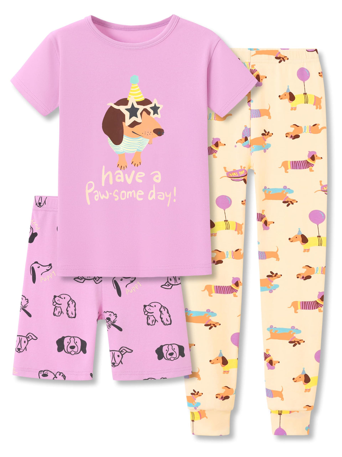 Topgal Little & Big Girls Cotton Knit Pajamas, 3-Piece Set, Sizes 4-14
