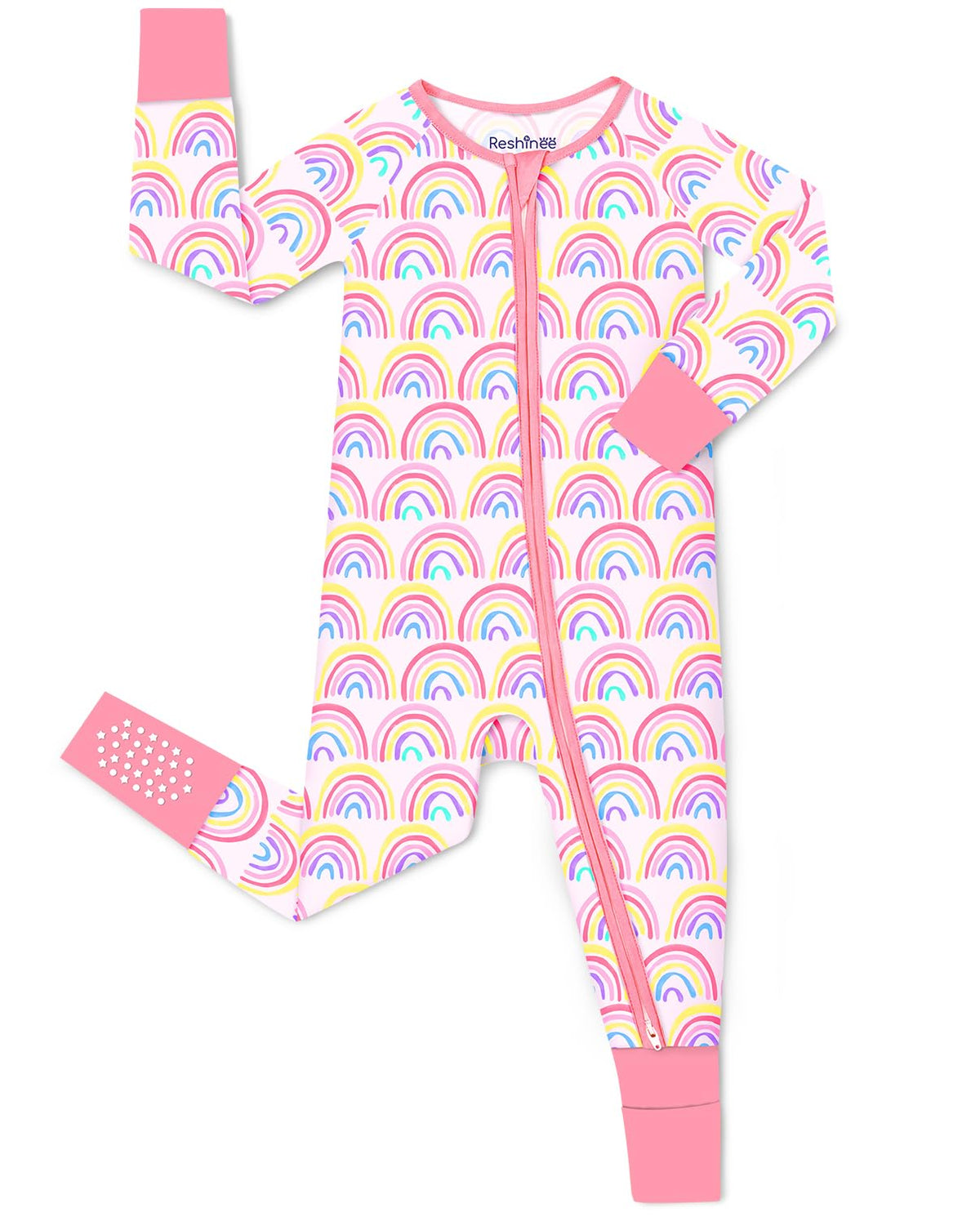 babee Reshinee Viscose derived from bamboo Baby Pajamas Convertible Footie Sleepers for Baby Girl 2-Way Zipper Onesies 0-24M