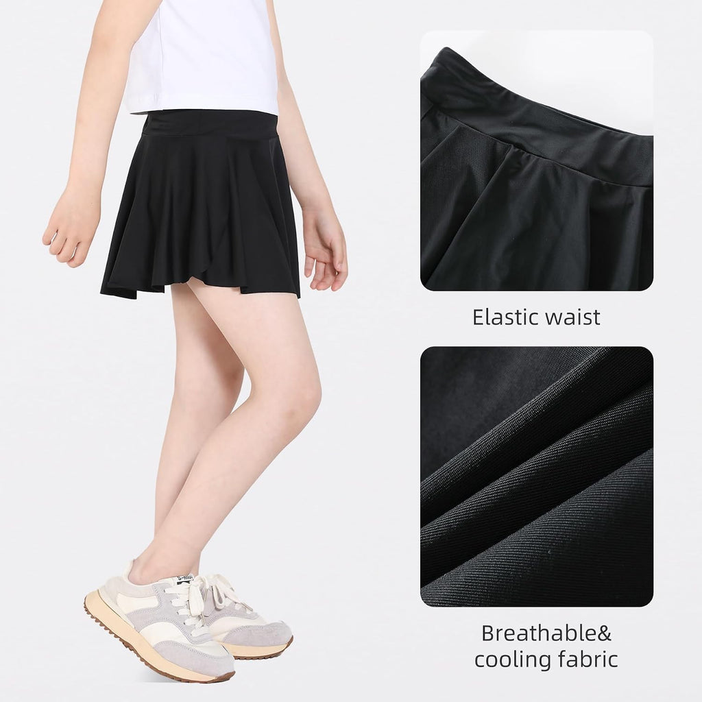 Skort Girls, Athletic Skirts for Tennis Golf, Butterfly Flowy Shorts for Kids, Shorts with Pocket