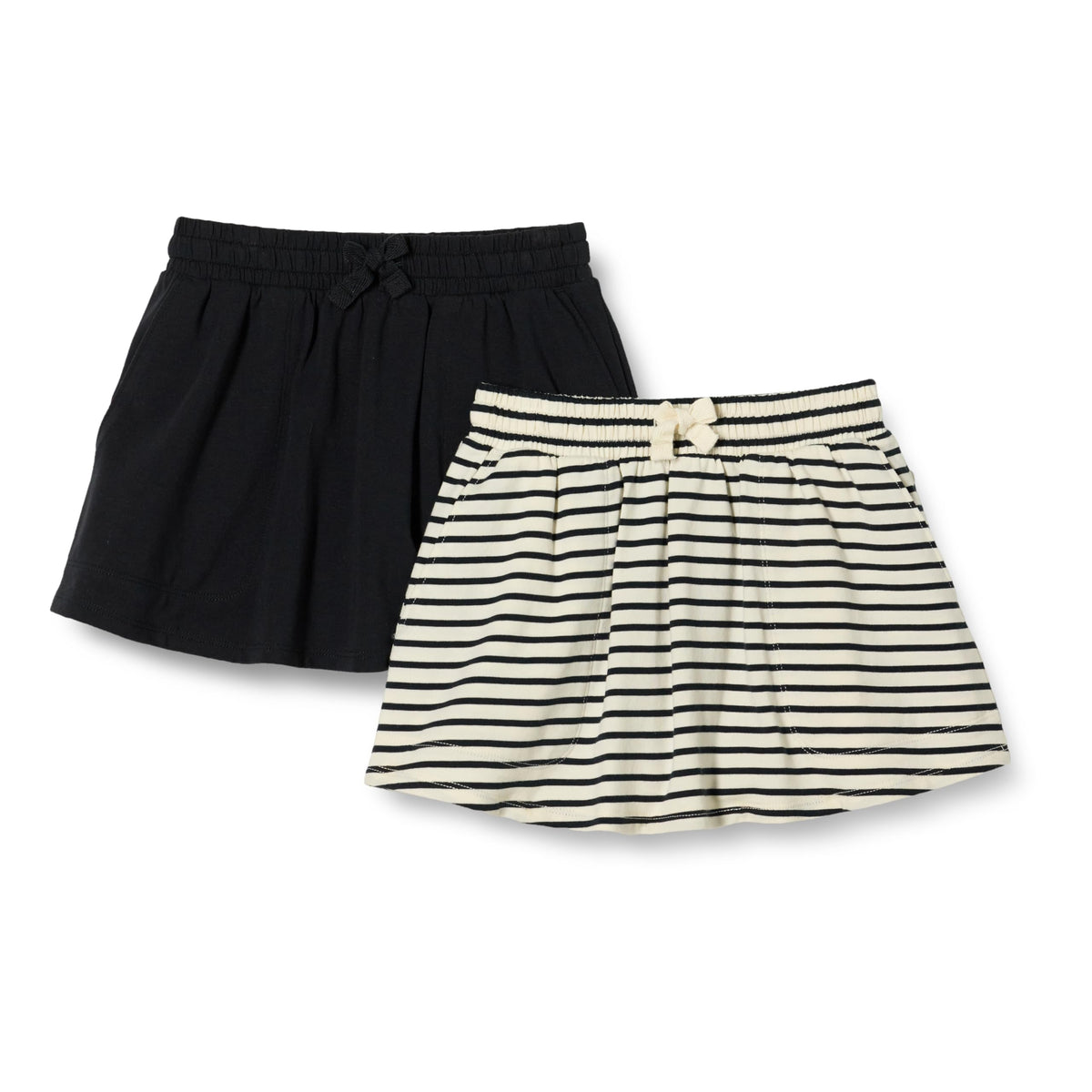 Amazon Essentials Girls' Cotton Stretch Jersey Patch Pocket Skort with Pockets, Pack of 2