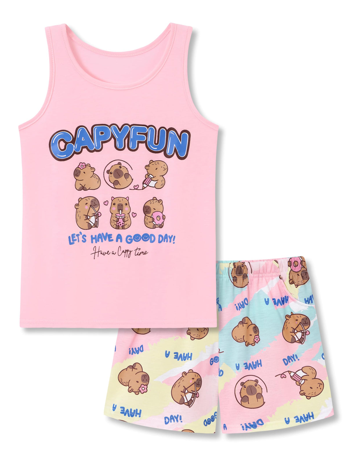 Topgal Little & Big Girls Pajamas Set, Tie-Dye Tank & Shorts, Size 6-18