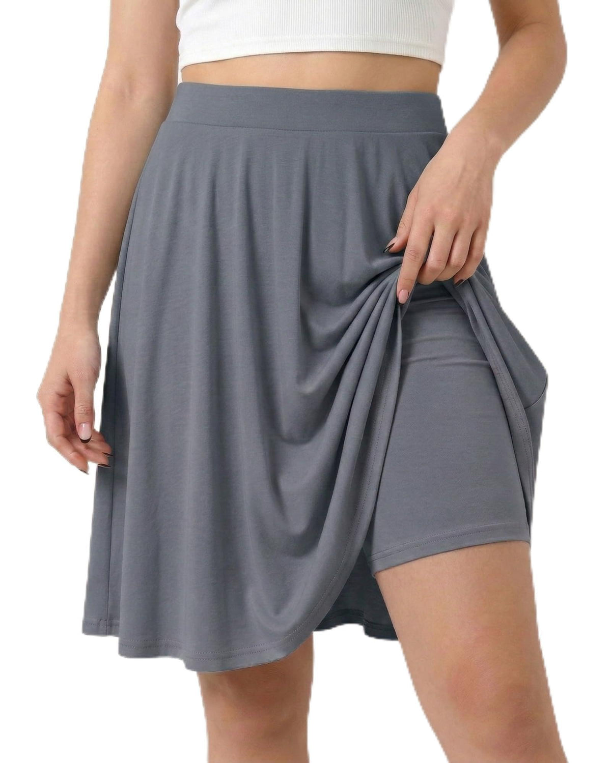 Girls Knee Length Skirt : Aline Pleated Skirt Built-in Shorts or Leggings Basic Skorts Size 6-14Y