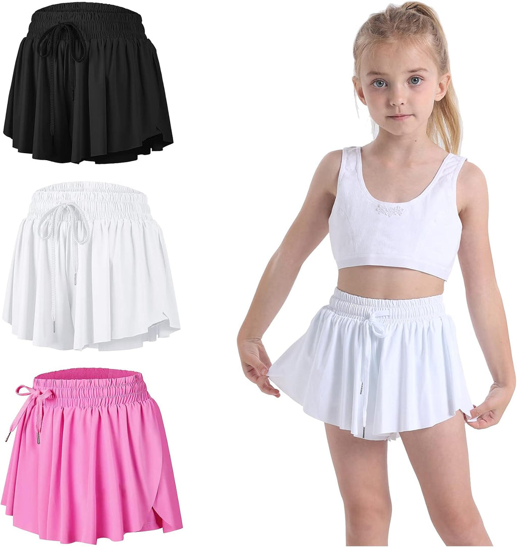 3 Pack Butterfly Flowy Shorts Skirts for Girls Tennis Cheer Stuff Athletic Preppy Running Sports Skirt for Teen Girls