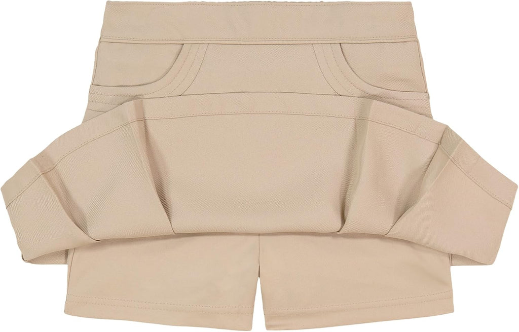 Nautica Girls' School Uniform Pleated Pull-on Scooter Skirt with Undershorts, Knit Waistband & Functional Pockets