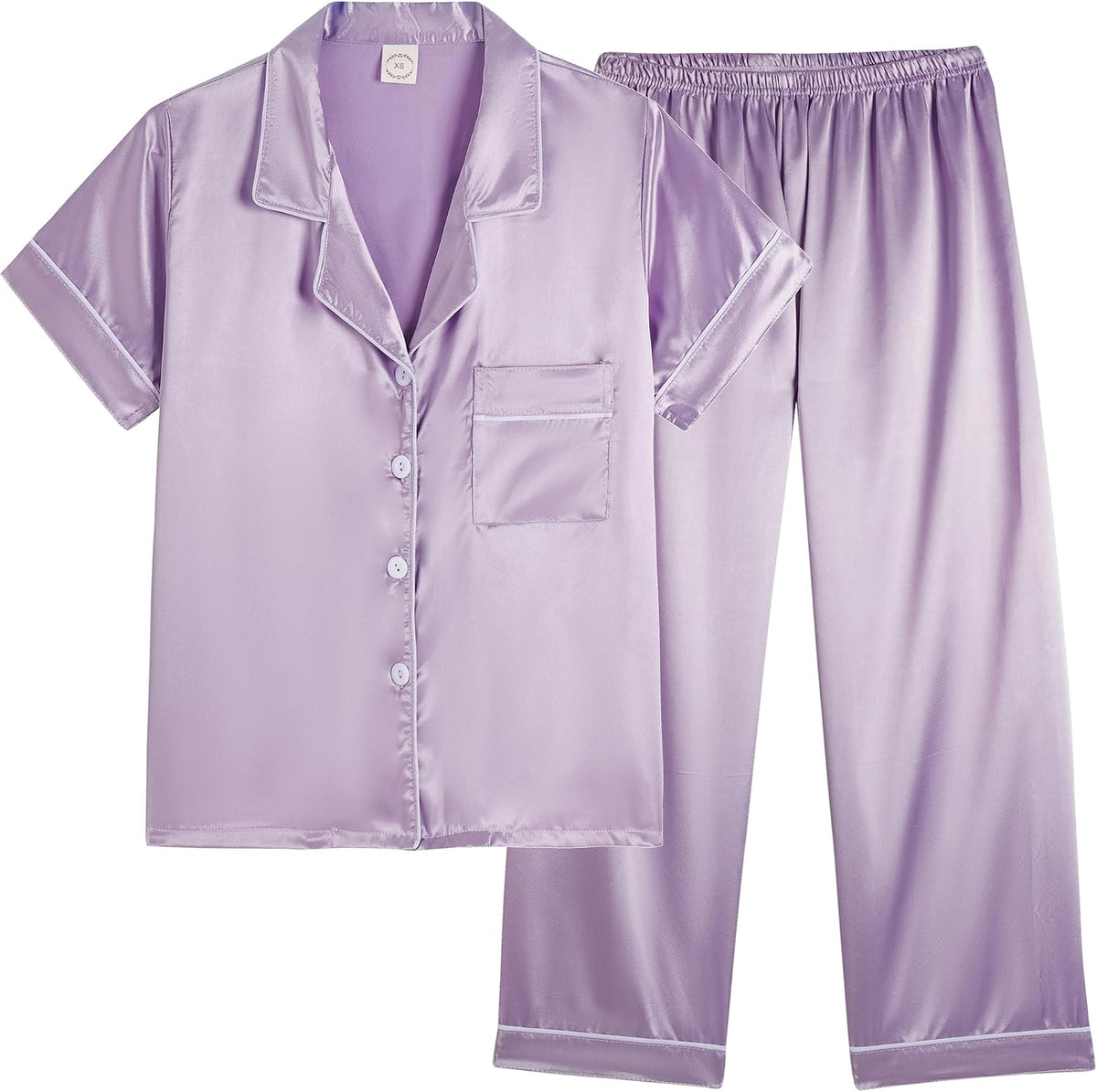 Vopmocld Button Down Satin Pajamas Kids Short Sleeve Long Pant Silky Pyjama