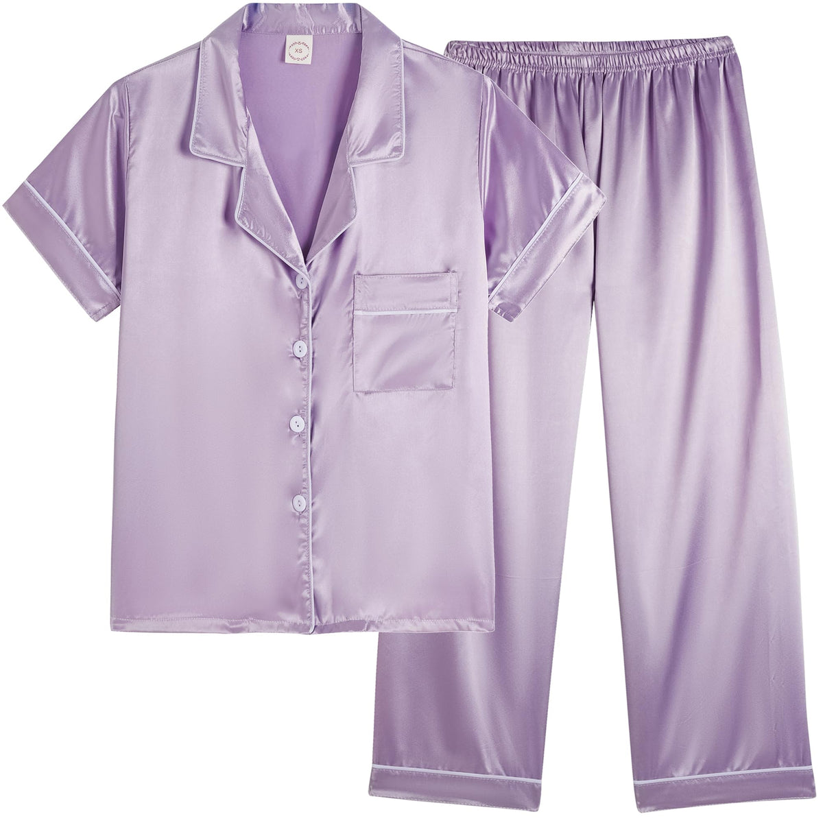 Vopmocld Button Down Satin Pajamas Kids Short Sleeve Long Pant Silky Pyjama
