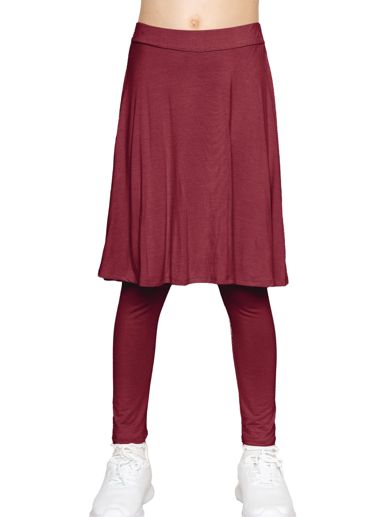 STRETCH IS COMFORT Girls Knee Length A-line Skirt with Built-in Shorts or Leggings