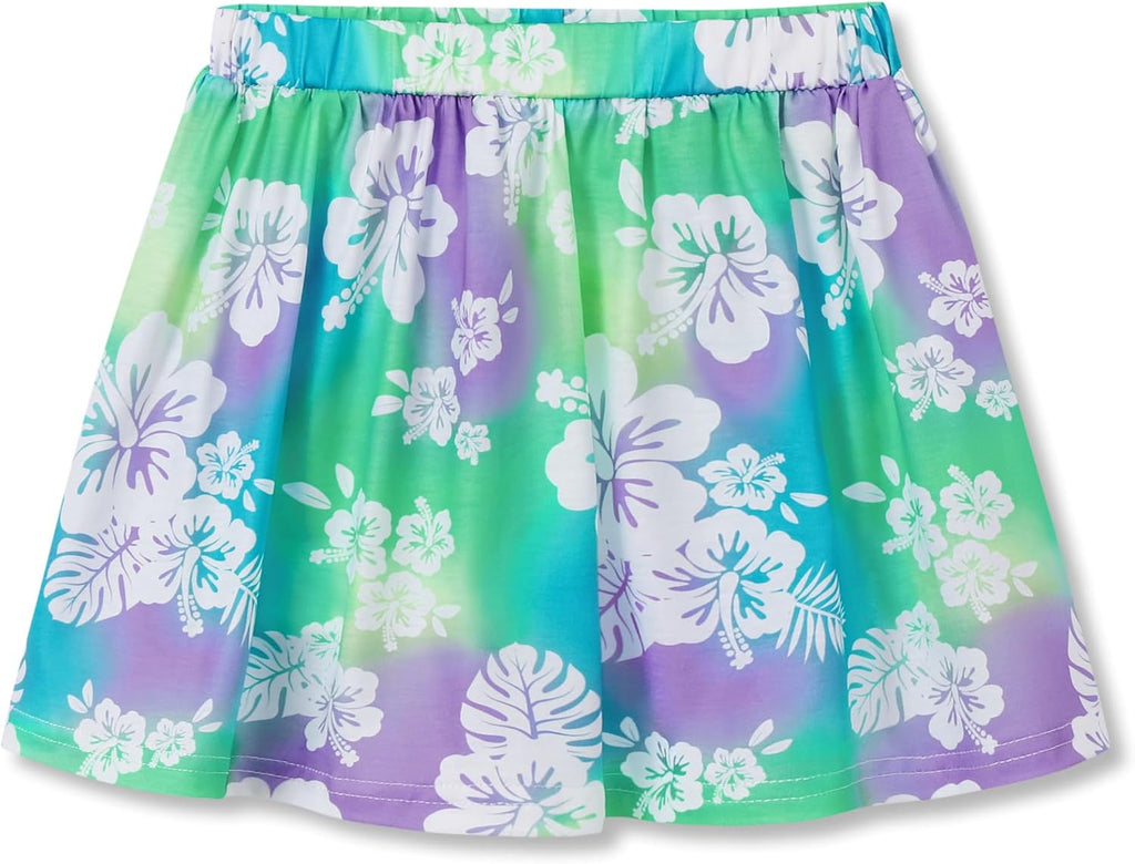 Girls Trendy Skirt-Skort Vibrant Print Built-in Shorts Size 6-16