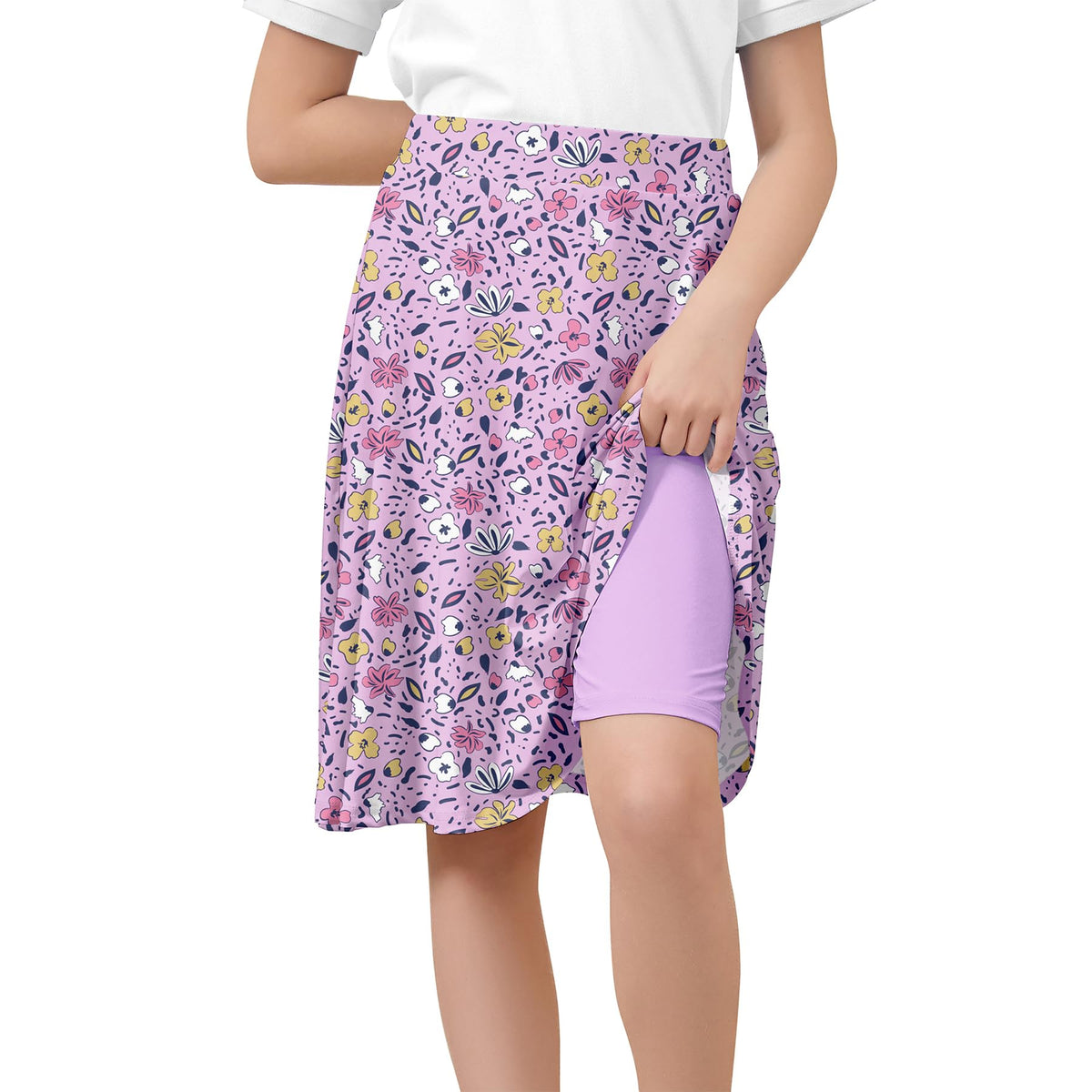 Zando Knee Length Skorts for Girls A Line Uniform Skirt with Shorts 6-14Y