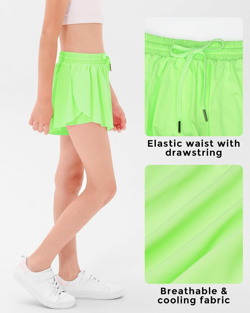 Stelle Girls Butterfly Shorts with Pockets Athletic Running Sports Skirt