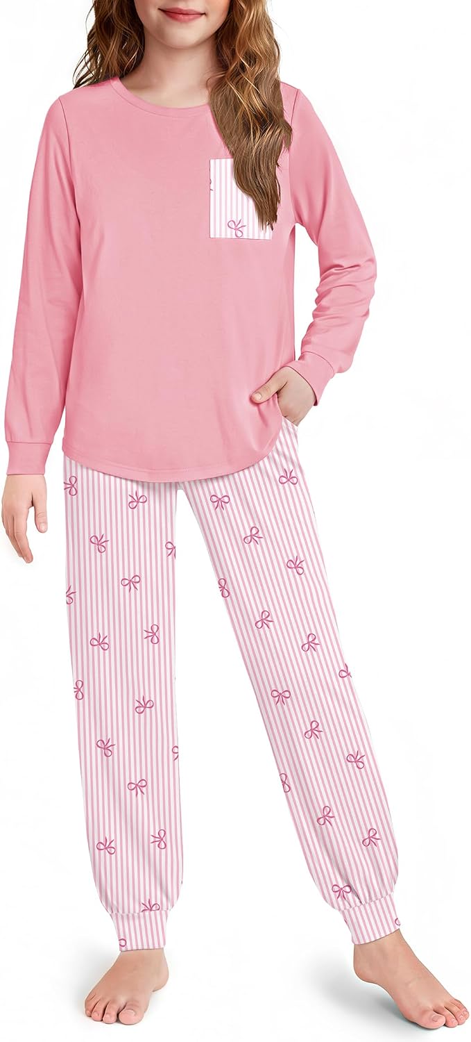 Arshiner Pajamas for Girls Long Sleeve Pjs Set Soft Ankle Cuff Sleepwear