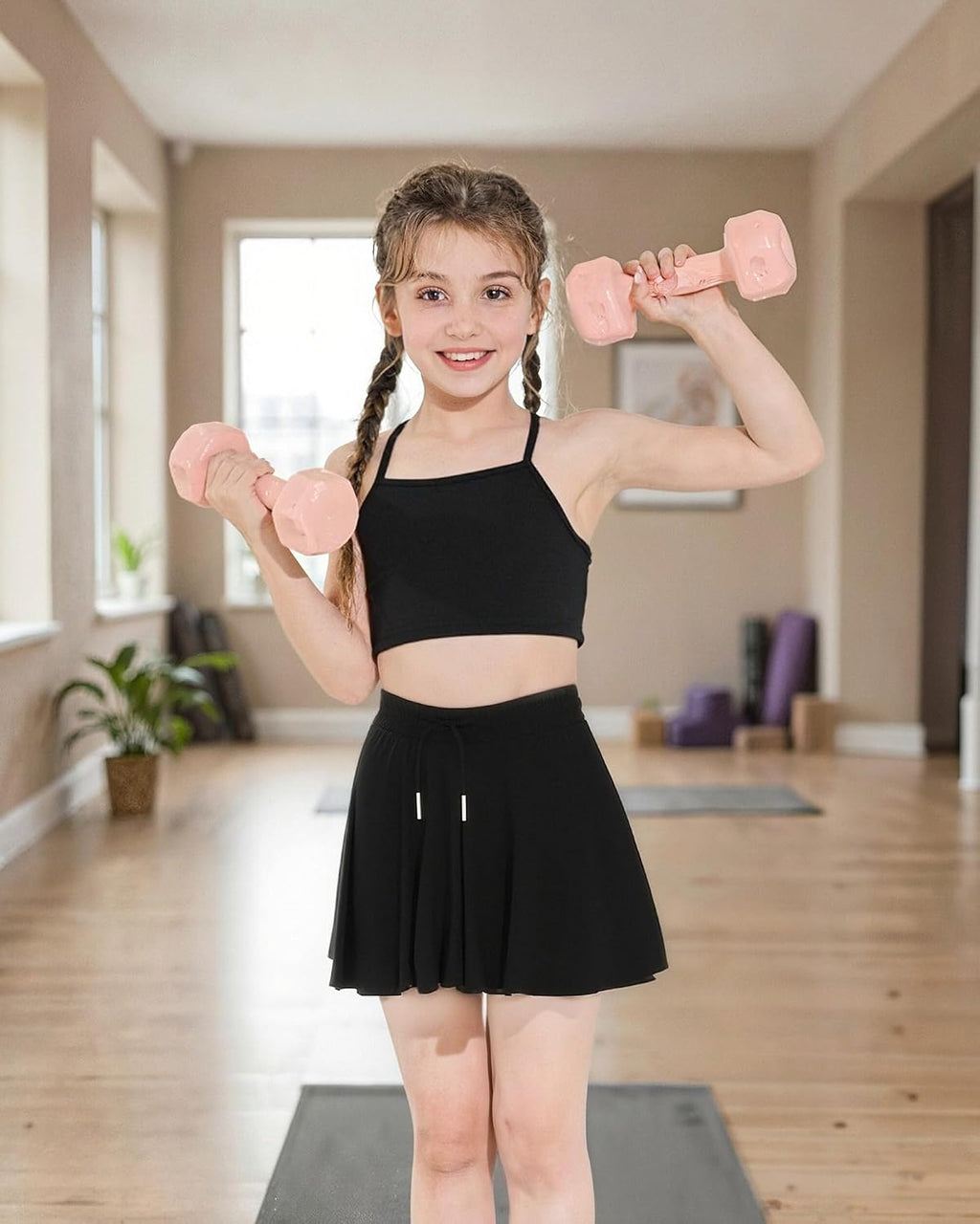 Girls Tennis Skirt Athletic Skort Butterfly Flowy Skorts for Kids Shorts with Pocket