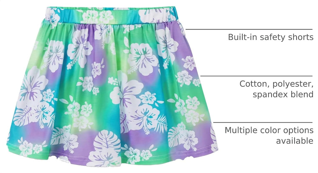 Girls Trendy Skirt-Skort Vibrant Print Built-in Shorts Size 6-16