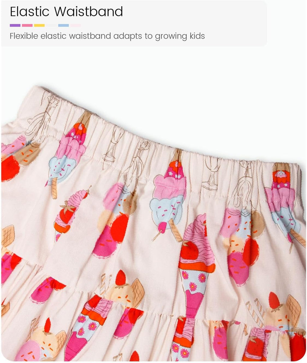 Girls and Toddlers Skirts Floral & Plaid Mini Skirt with Built-in Shorts