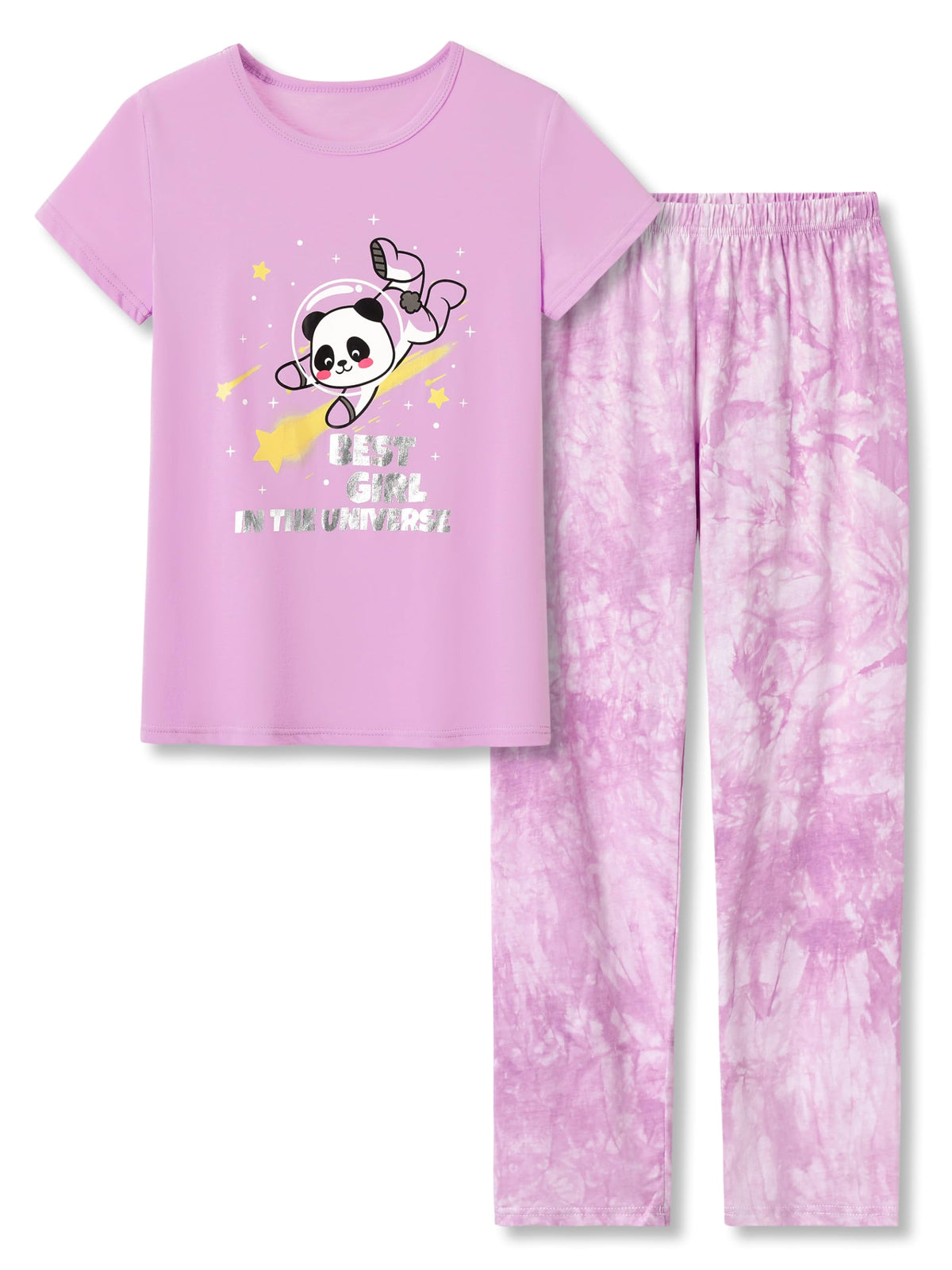 Beezizac Girls' 100% Cotton Pajama Set, Tie-Dye with Various Prints, 4T–18