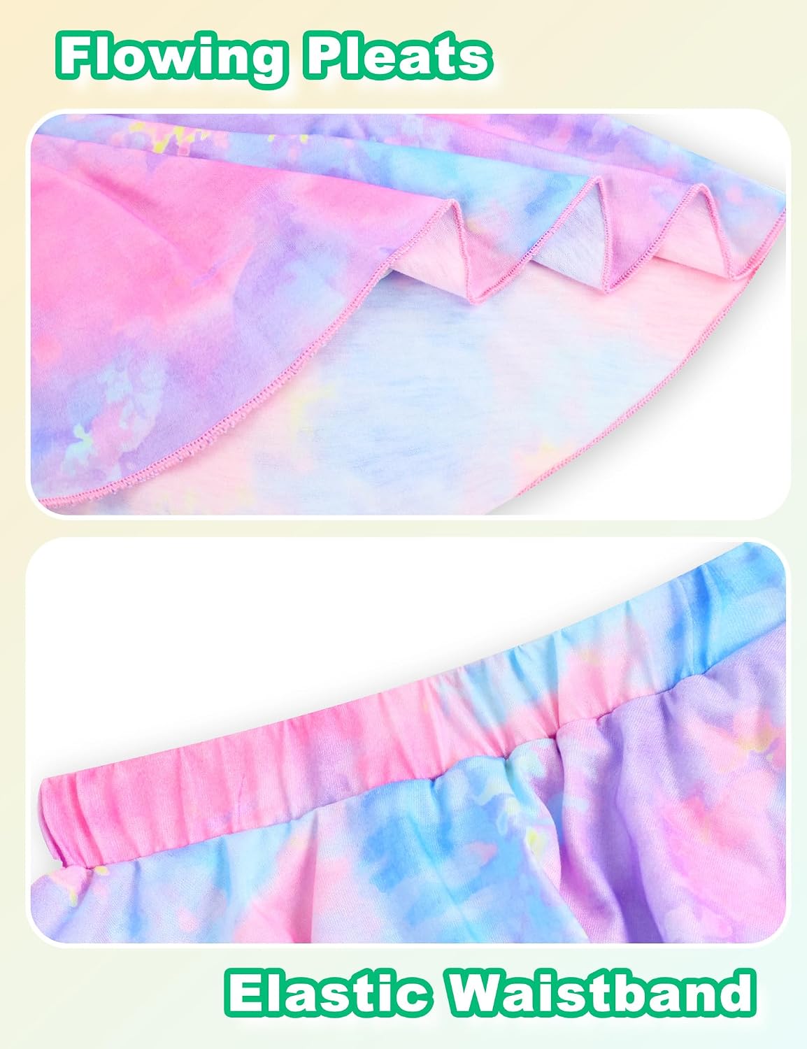 Girls Skorts Stretchy Cheer Skirts for Girls with Built-in Shorts