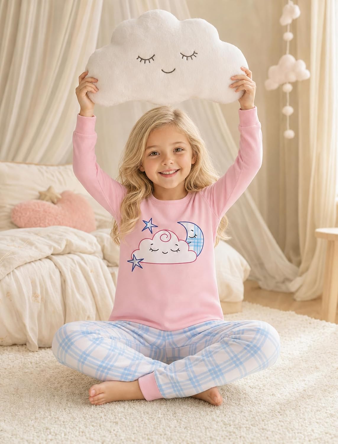Mikrdoo Girls Pajamas 2 Piece Soft Long Sleeve Pjs Set for Kids 18M-7Y