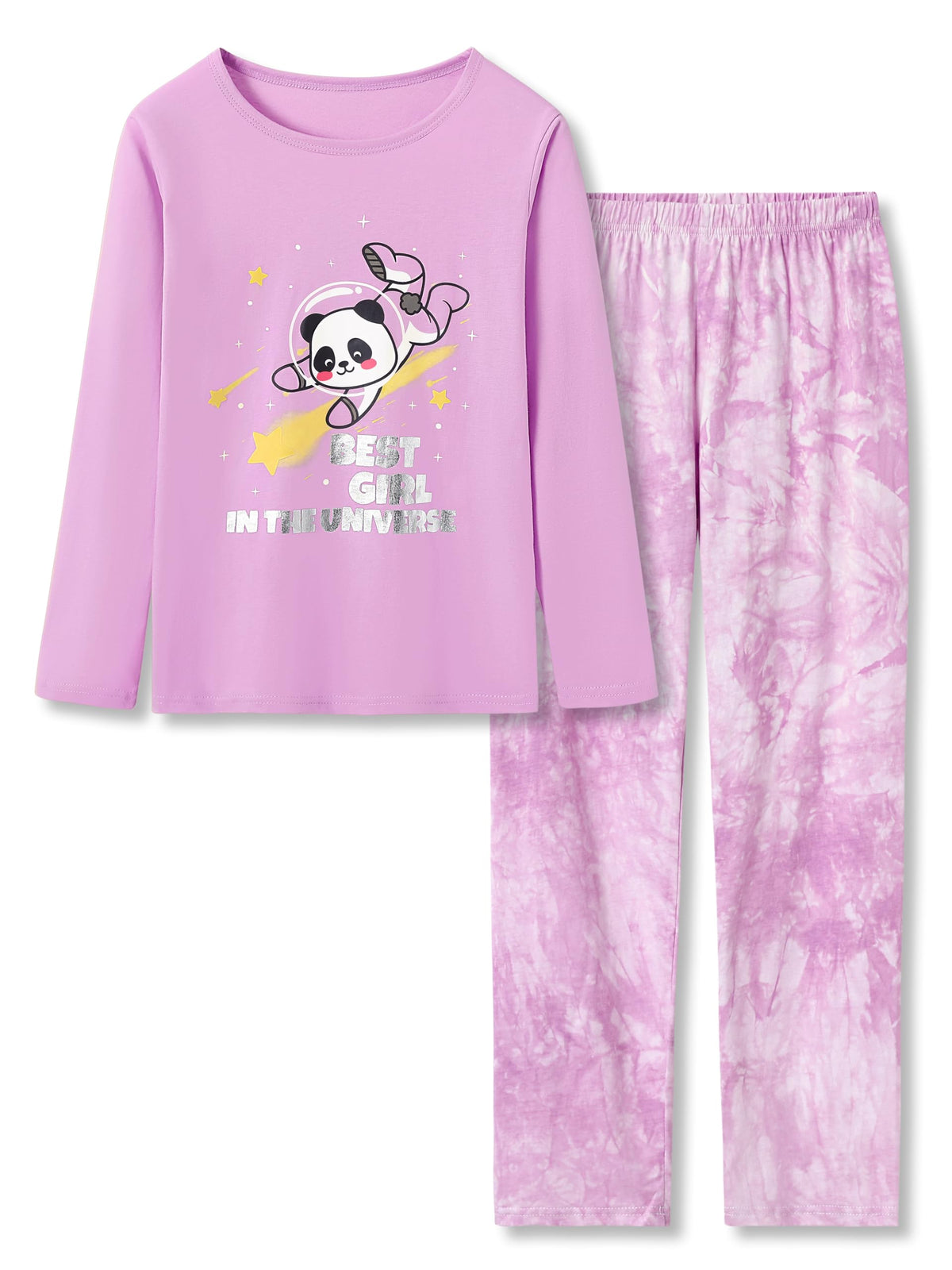 Beezizac Girls' 100% Cotton Pajama Set, Tie-Dye with Various Prints, 4T–18