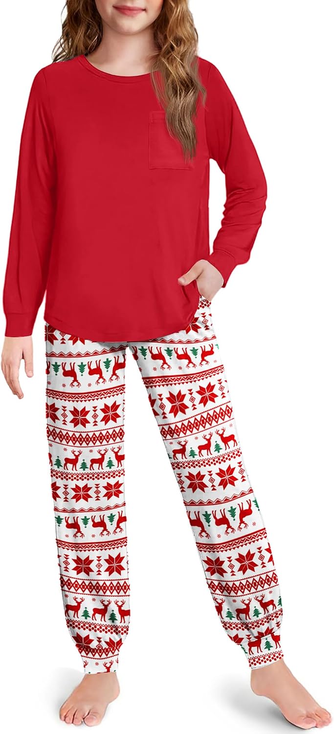 Arshiner Pajamas for Girls Long Sleeve Pjs Set Soft Ankle Cuff Sleepwear