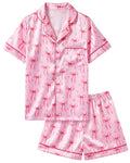 ICOSY Girls Pajamas Set, Silky Sleepwear Pjs for Kids 6-15Y