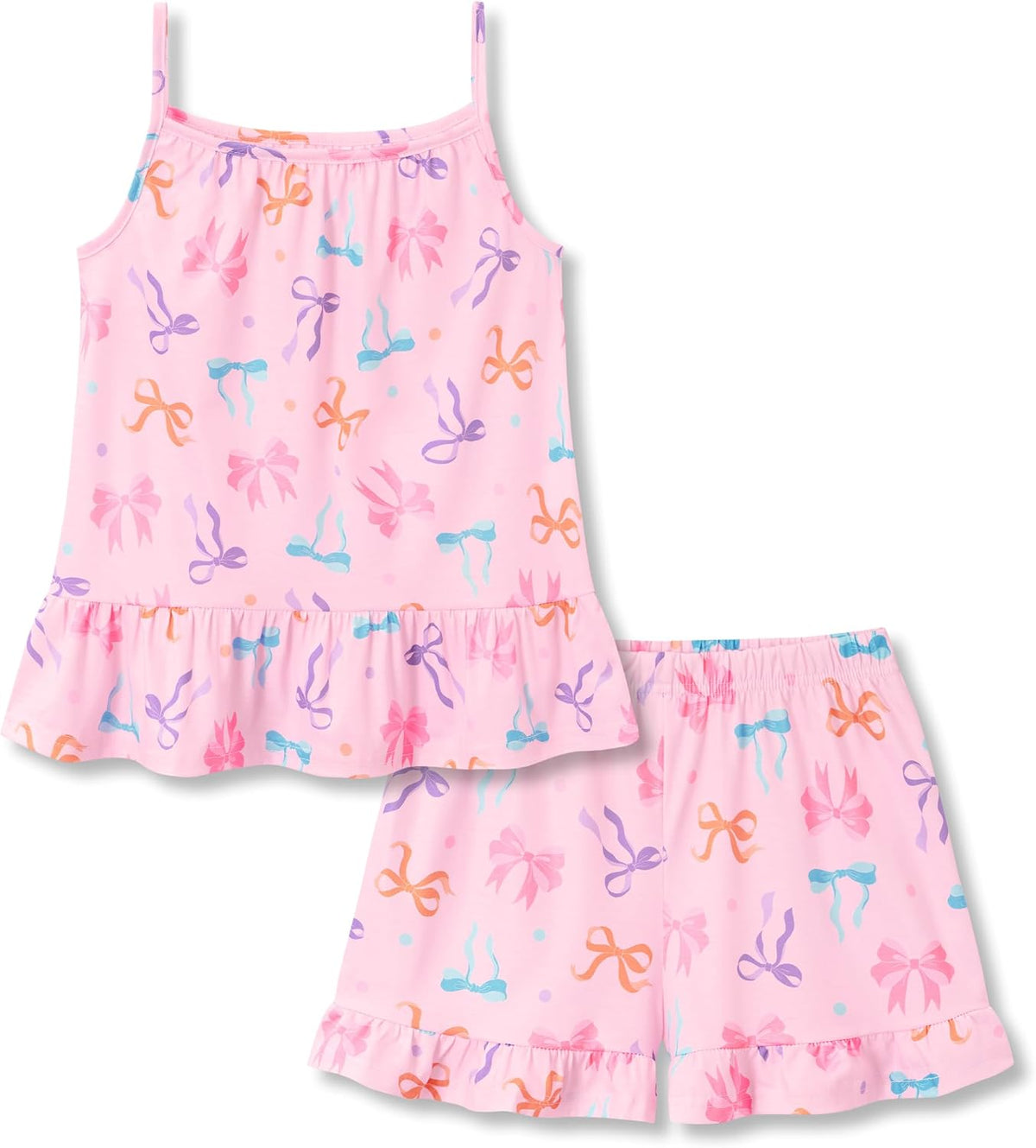 Topgal Girls Ruffle Hem Pajamas, 2PC Tank Top and Shorts, Sizes 6-18