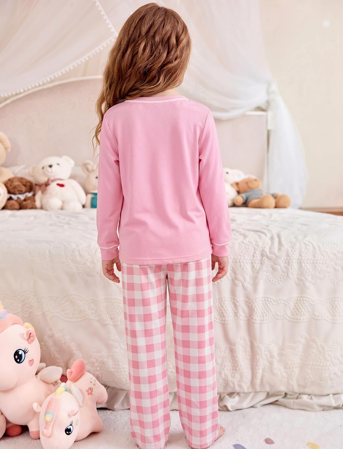 Arshiner Girls Pajamas Set 2 Piece Long Sleeve Sleepwear Cozy Pj Loungewear