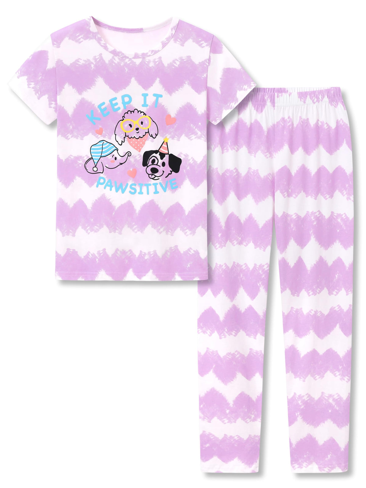Tebbis Girls Tie Dye Short Sleeve Pajamas Cotton Loungewear Size 4T-18