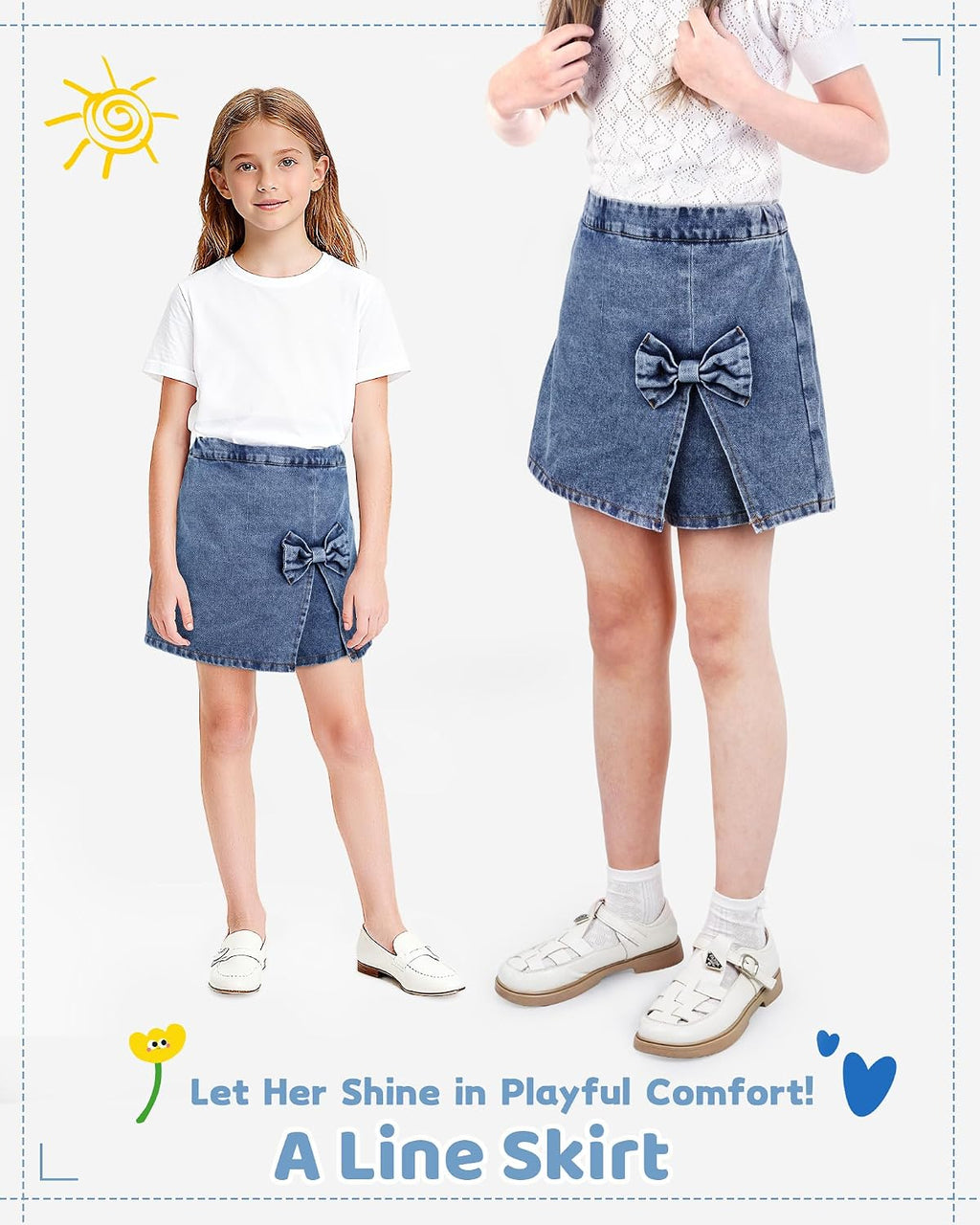 Girls Denim Skirt Toddler Girls Jean Skorts for Kid 3T-9Y Jean Shorts