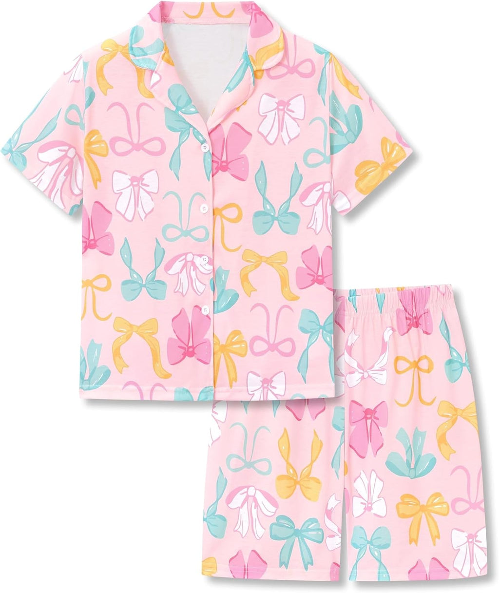 Topgal Girls Pajamas Cute Graphic Prints 2PC Button Up PJs Sizes 6-18