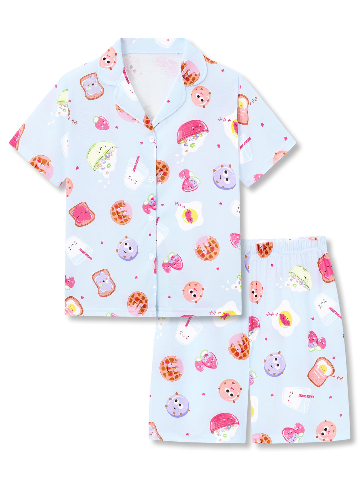Topgal Girls Pajamas Cute Graphic Prints 2PC Button Up PJs Sizes 6-18