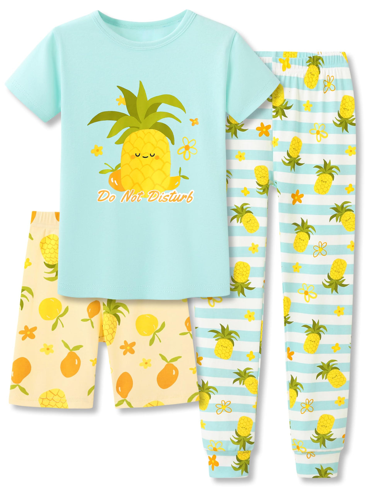 Topgal Little & Big Girls Cotton Knit Pajamas, 3-Piece Set, Sizes 4-14
