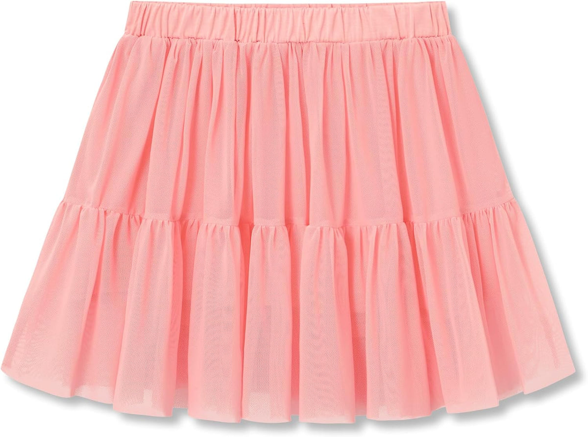 Girls High Waist Mesh Tulle Skort with Built-in Shorts Size 6-16