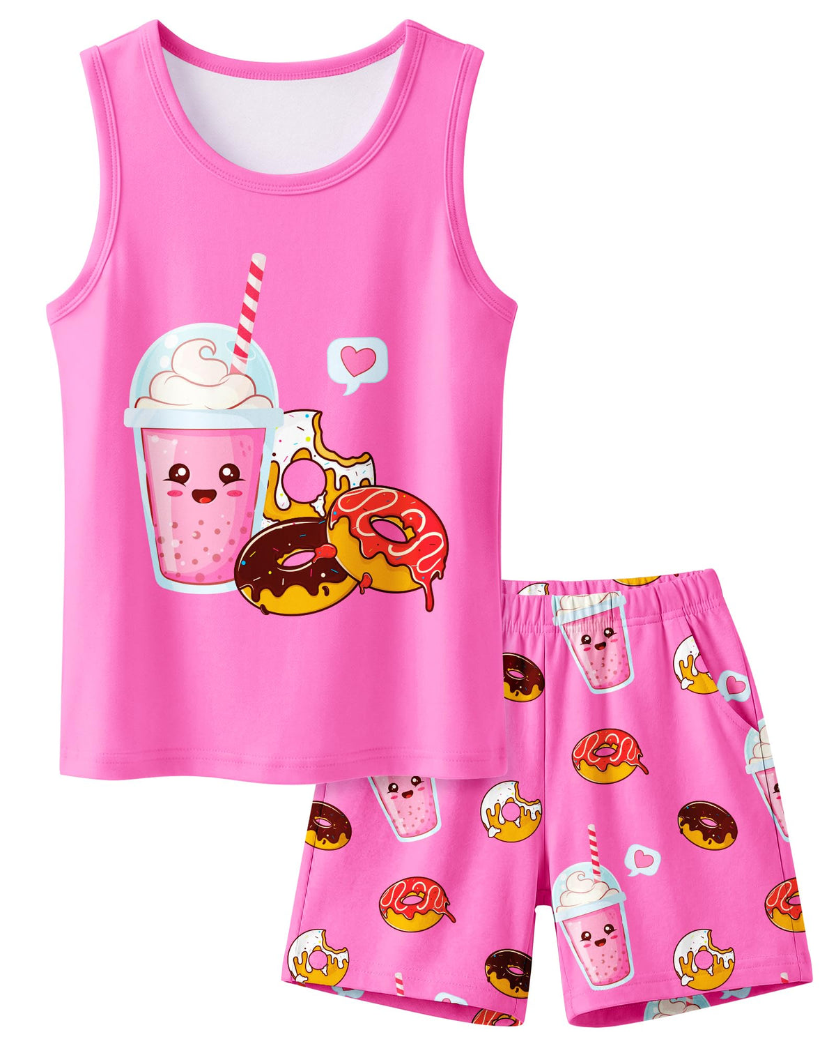 Sylfairy Girls Pajamas for Big kids Pjs Set Tank Tops Pajamas Shorts Set for Teen Girls Summer Casual Sleeveless Sleepwear