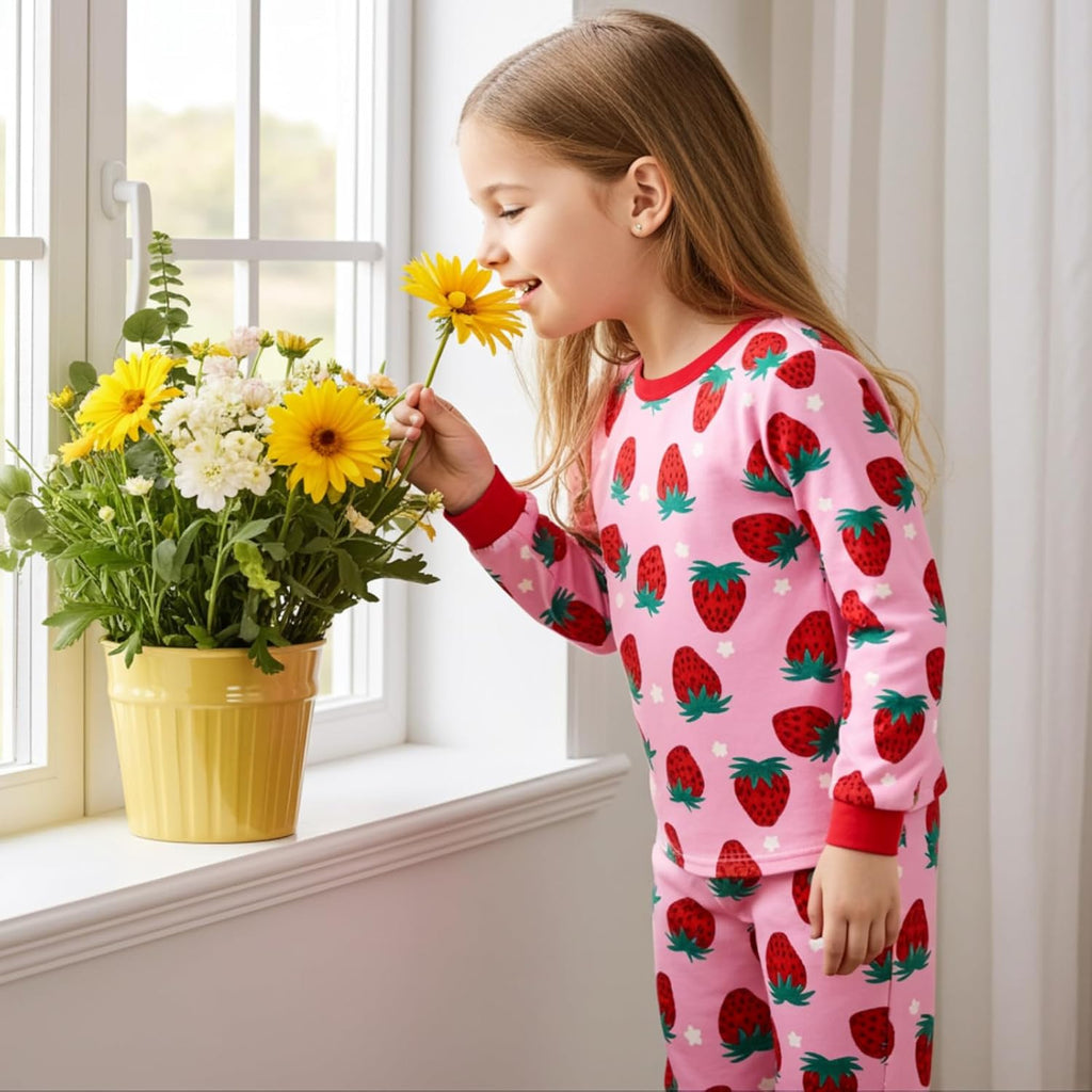PATPAT Toddler & Kids Pajama Sets with Bamboo Viscose, Snug Fit Pjs for Girls, All-Season Comfort Sleepwear, Ages 2-12 Years