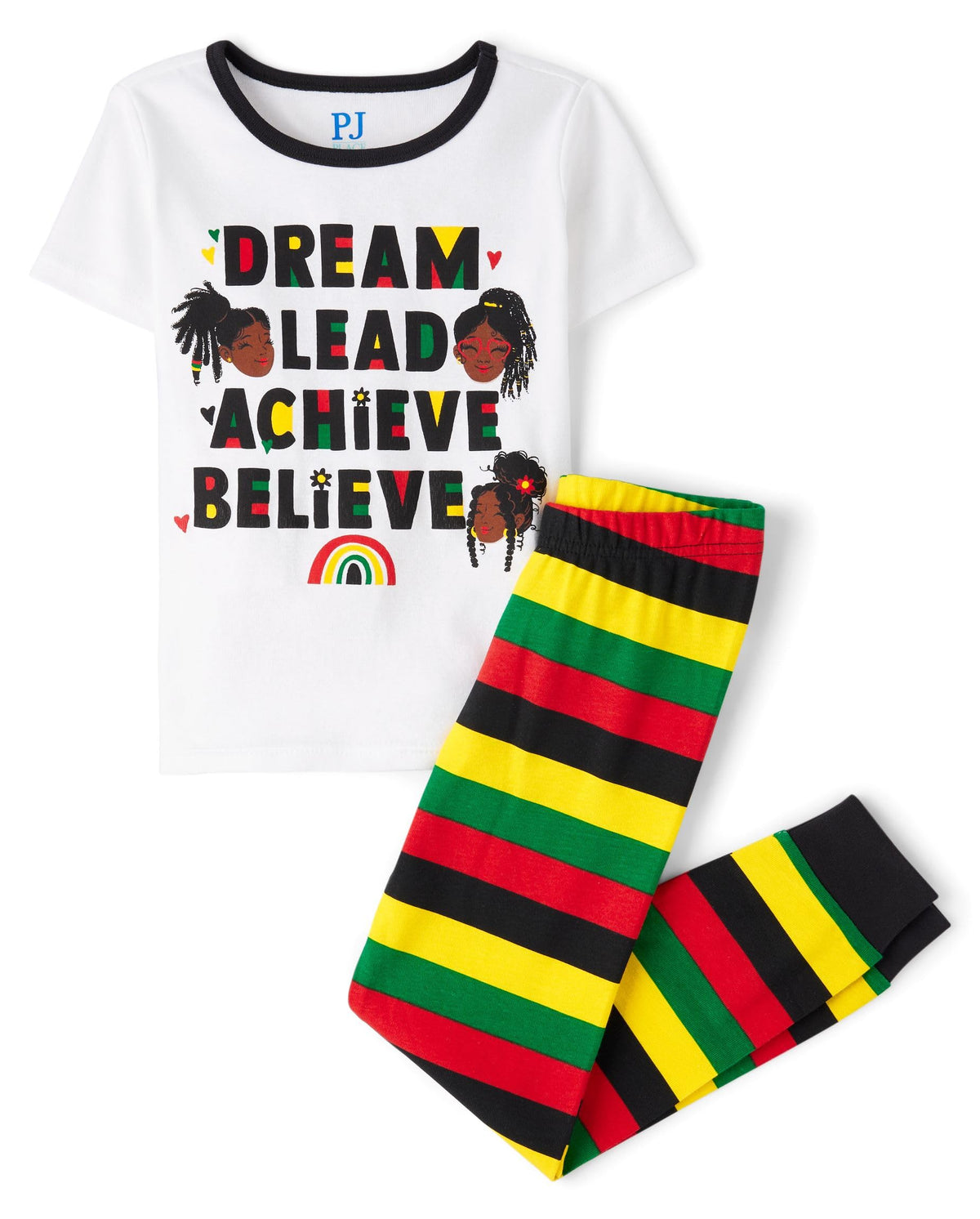 The Children's Place Girls' 100% Cotton Short Sleeve Top and Pants,2 Piece Pajama Set