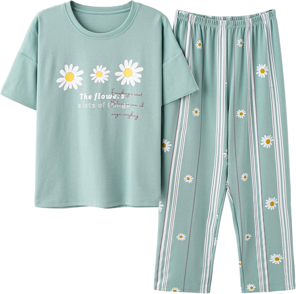 Vopmocld Big Girls' Short Sleeve Long Pant Pajama Sets 2PCS Teens Sleepwear