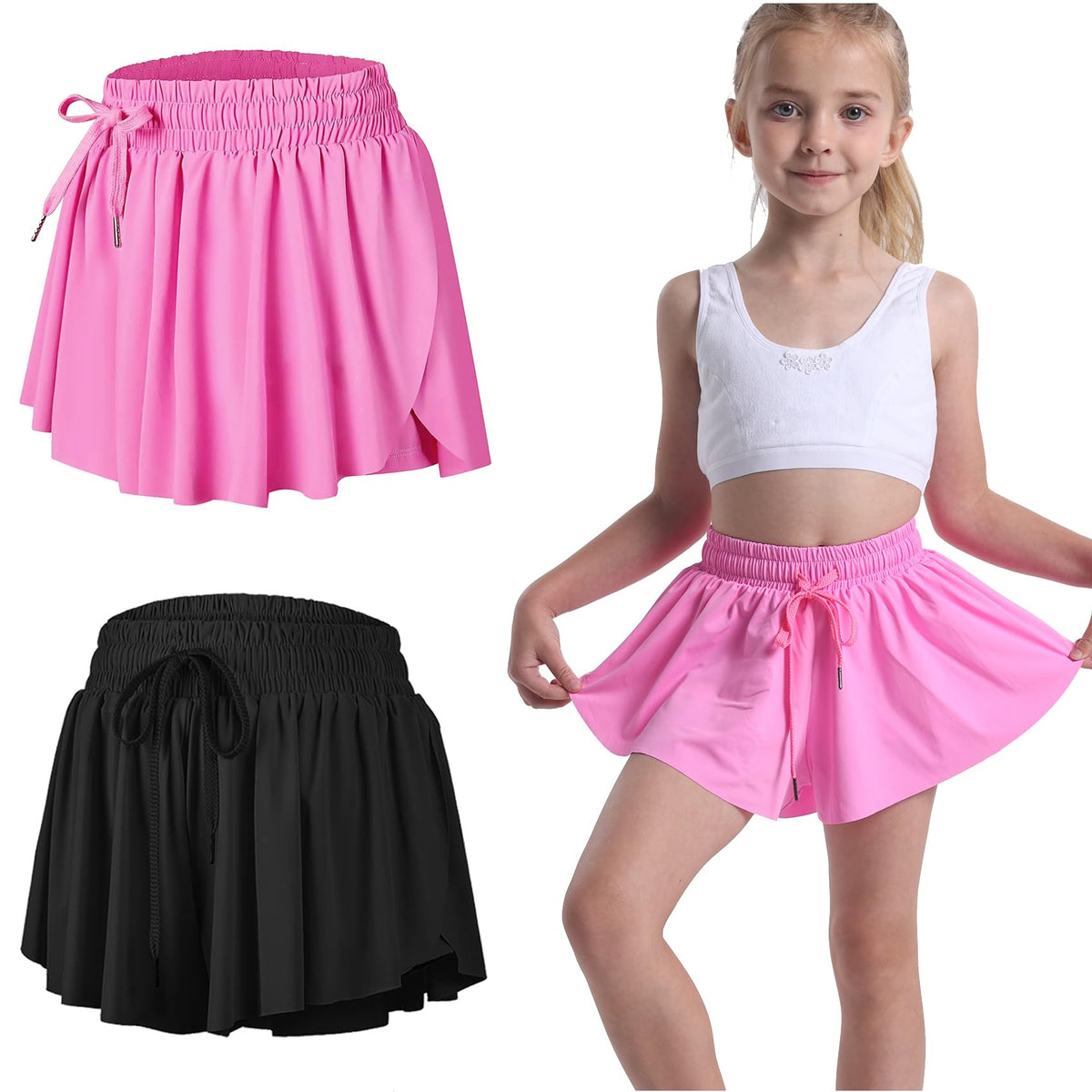 3 Pack Butterfly Flowy Shorts Skirts for Girls Tennis Cheer Stuff Athletic Preppy Running Sports Skirt for Teen Girls