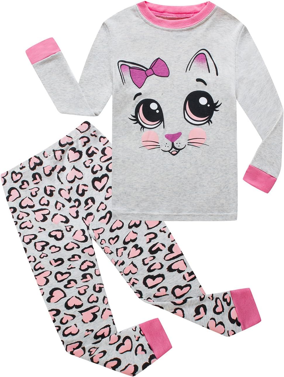 Little bety 4-Piece Girls Pajamas Cotton Long Sleeve Toddler Pjs Kids Sleep