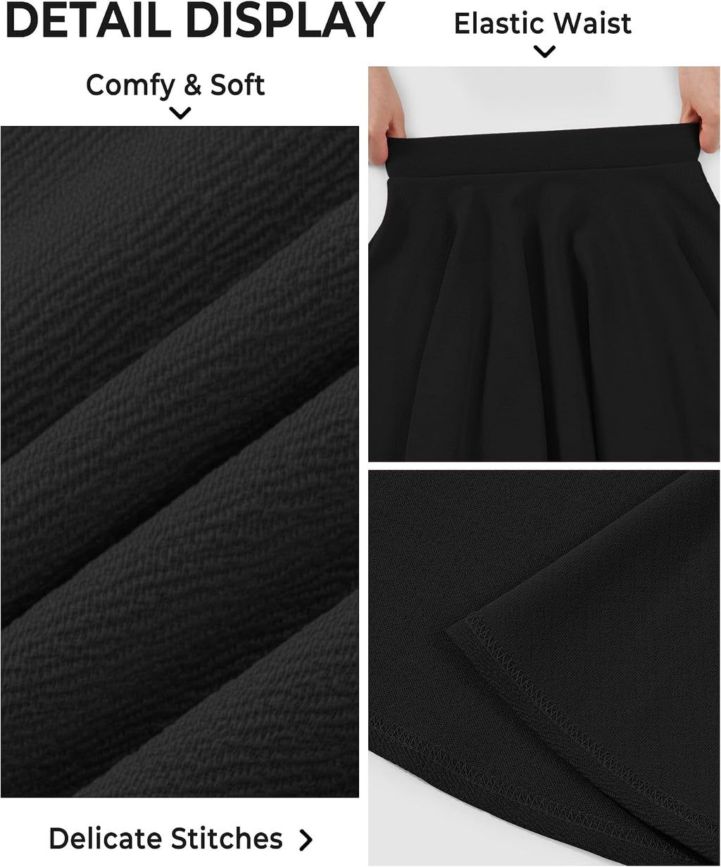 BOOPH Kids Girls Skirt Casual Mini Plain Flare Pleated Uniform Skirts