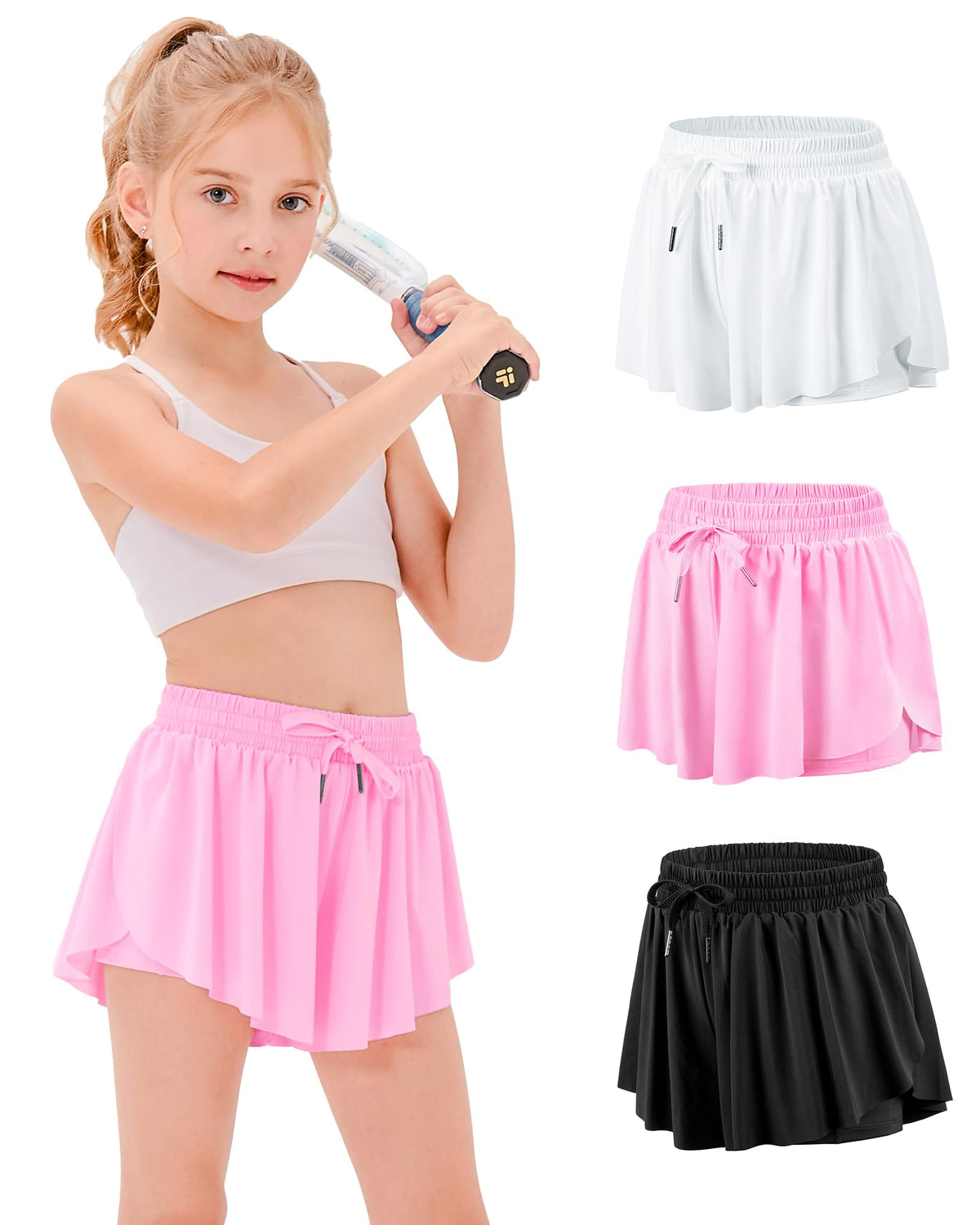 Stelle Girls Butterfly Shorts with Pockets Athletic Running Sports Skirt