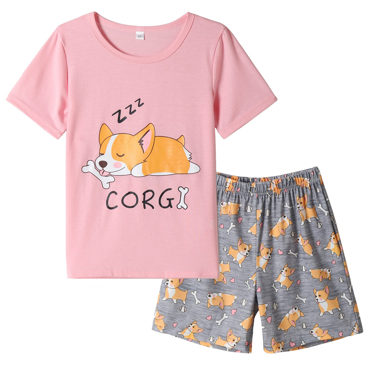 Vopmocld Big Girls Summer Pajama Shorts Sets Cute Sleepwear Nighty Cotton