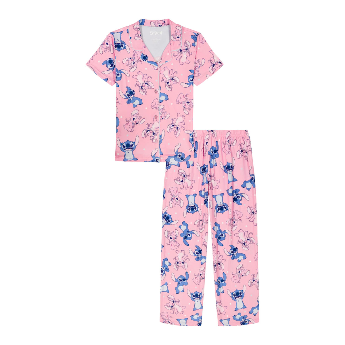 Disney Minnie Mouse Girls' 2-Piece Loose-fit Button Down Matching Pajama Set, Soft & Cute for Kids