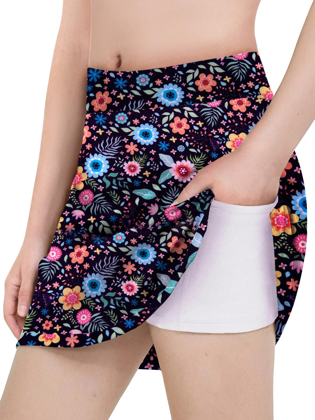 Haloumoning Girls Tennis Athletic Skorts Workout Skirts with Shorts 5-14Y