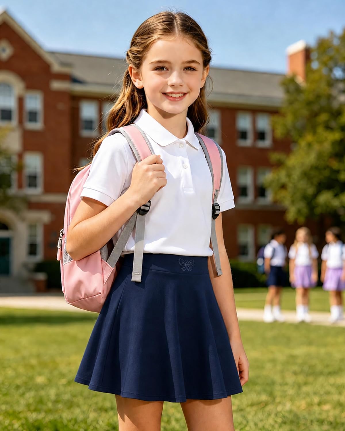 Little Girls Skirts Athletic Uniform Skirts Built in Shorts Casual Mini Skorts for Kids with Pockets