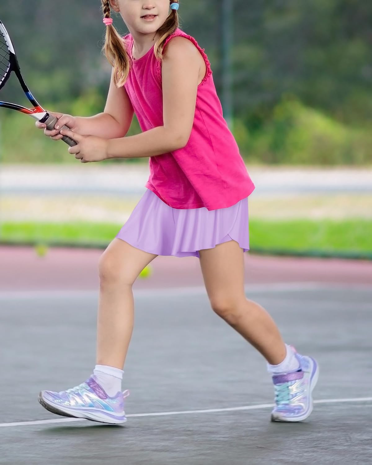 Witwot Butterfly Shorts Girls, 2-in-1 Teen/Kids Girl Flowy Athletic Skort
