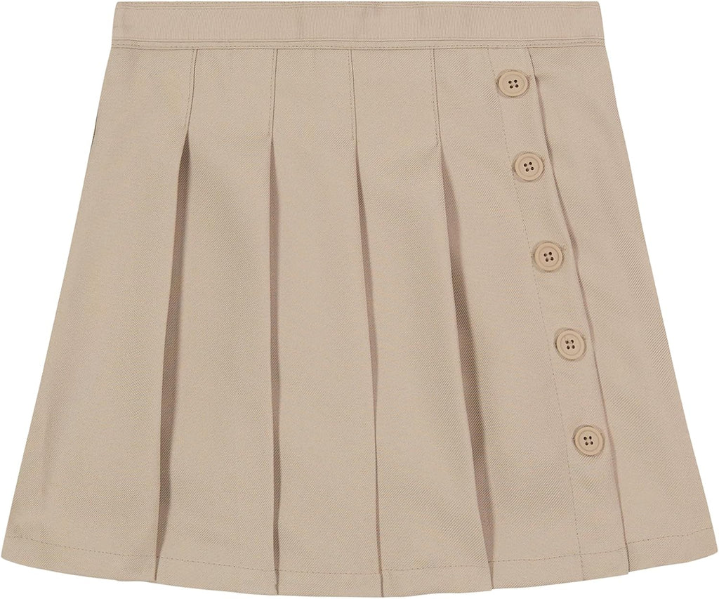 Nautica Girls' School Uniform Pleated Pull-on Scooter Skirt With Undershorts, Knit Waistband