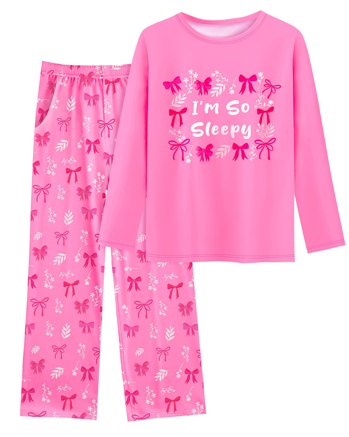 Girls Pajamas Long Sleeve Pants 2PCS Pajama Sets Pjs Sleepwear Lounge for Tween Teen Kids 7-14Y